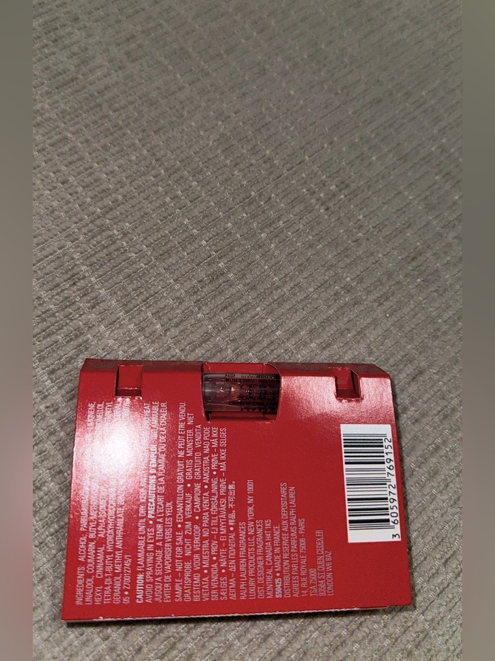 NEW Polo Ralph Lauren Red Parfum Spray Sample 1.2mL Unopened - Picture 3 of 3